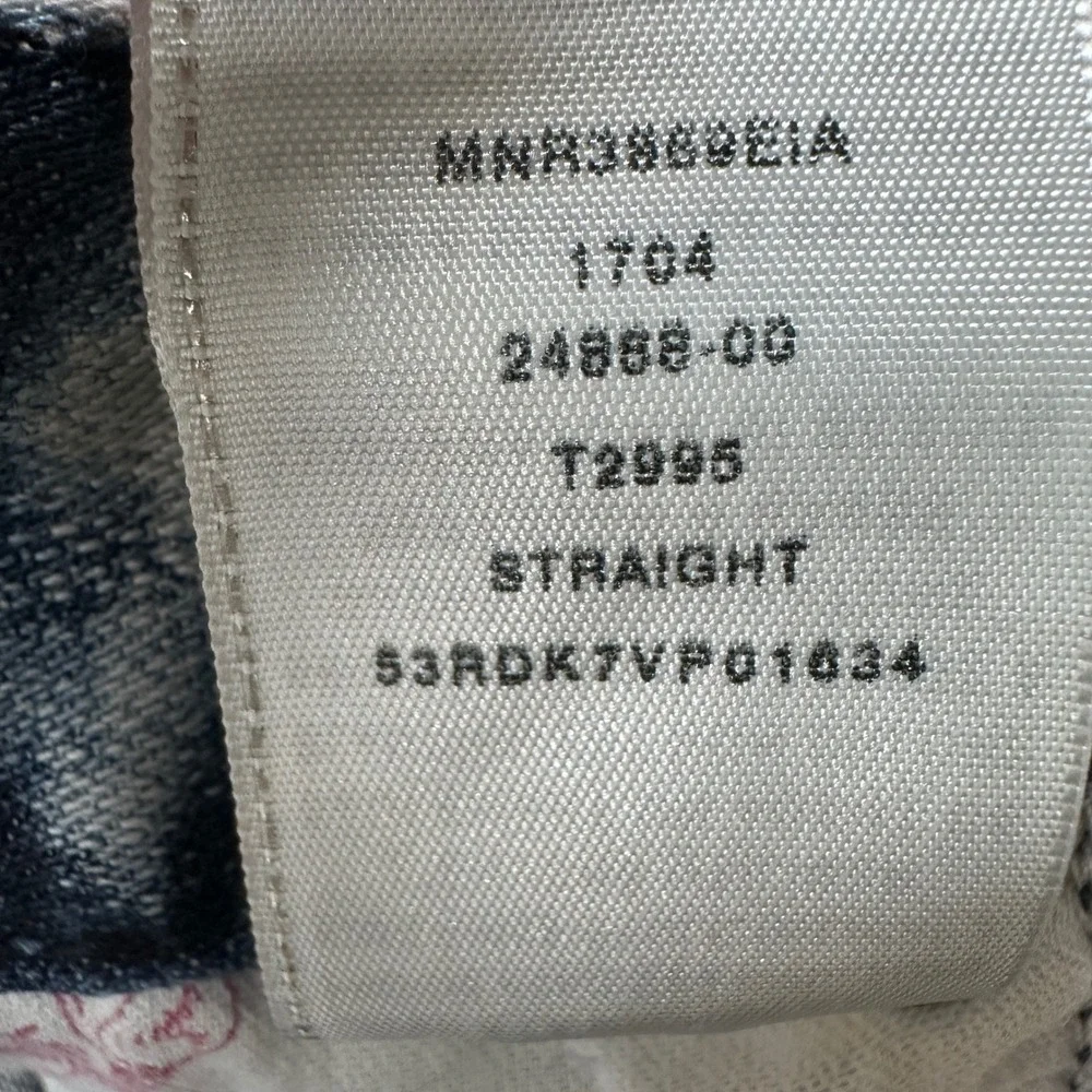 True Religion Straight Flap Acid Wash Jeans Blue White Mens‎ 44 Contrast Stitch